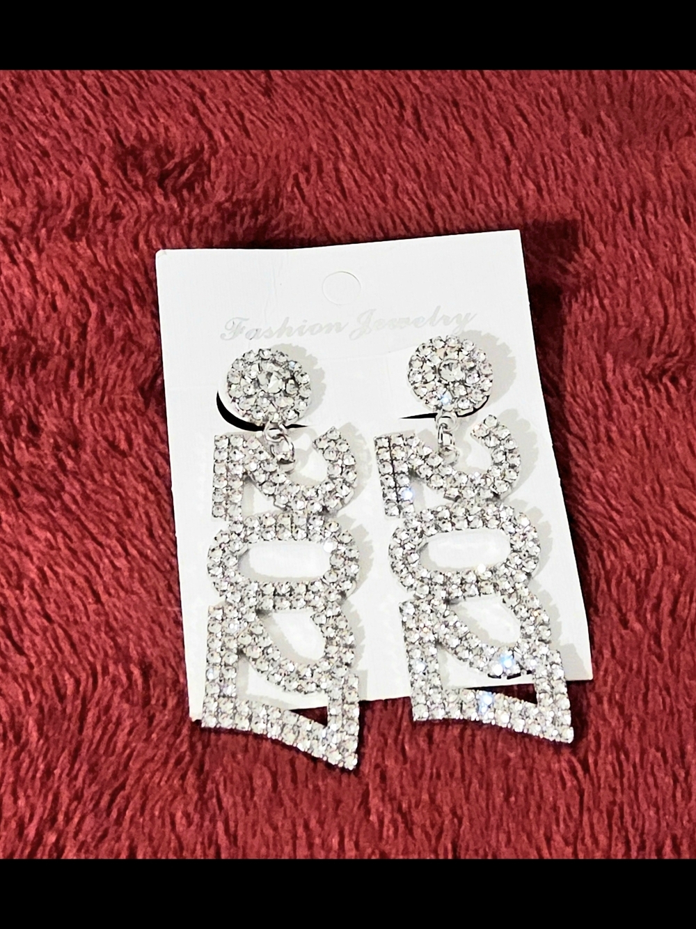 ✨ NWT Bling Rhinestone 2027 New Year Statement Dangle Earrings Silver Tone